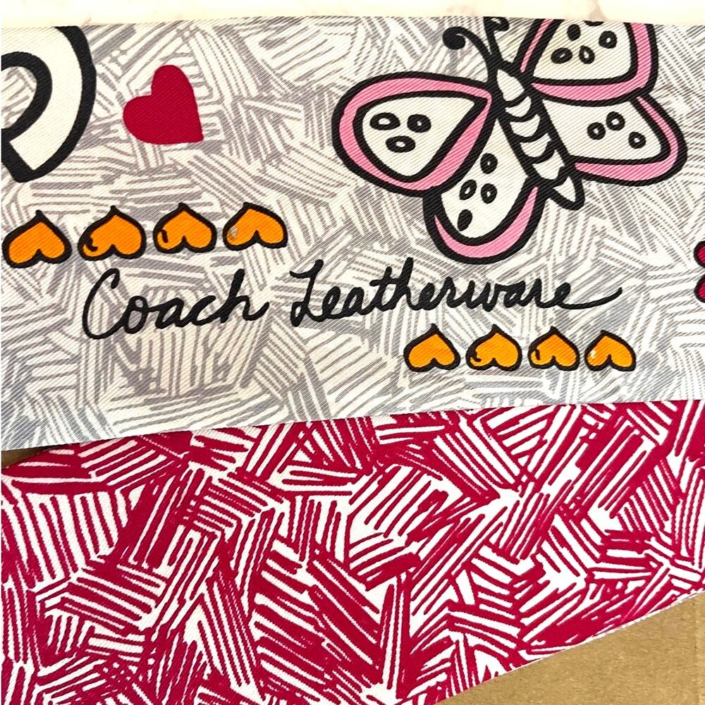 Coach 100% Silk Multi-Color "Doodle Sketch" Novelty Print Bandeau with Box NWOT - Picture 6 of 8